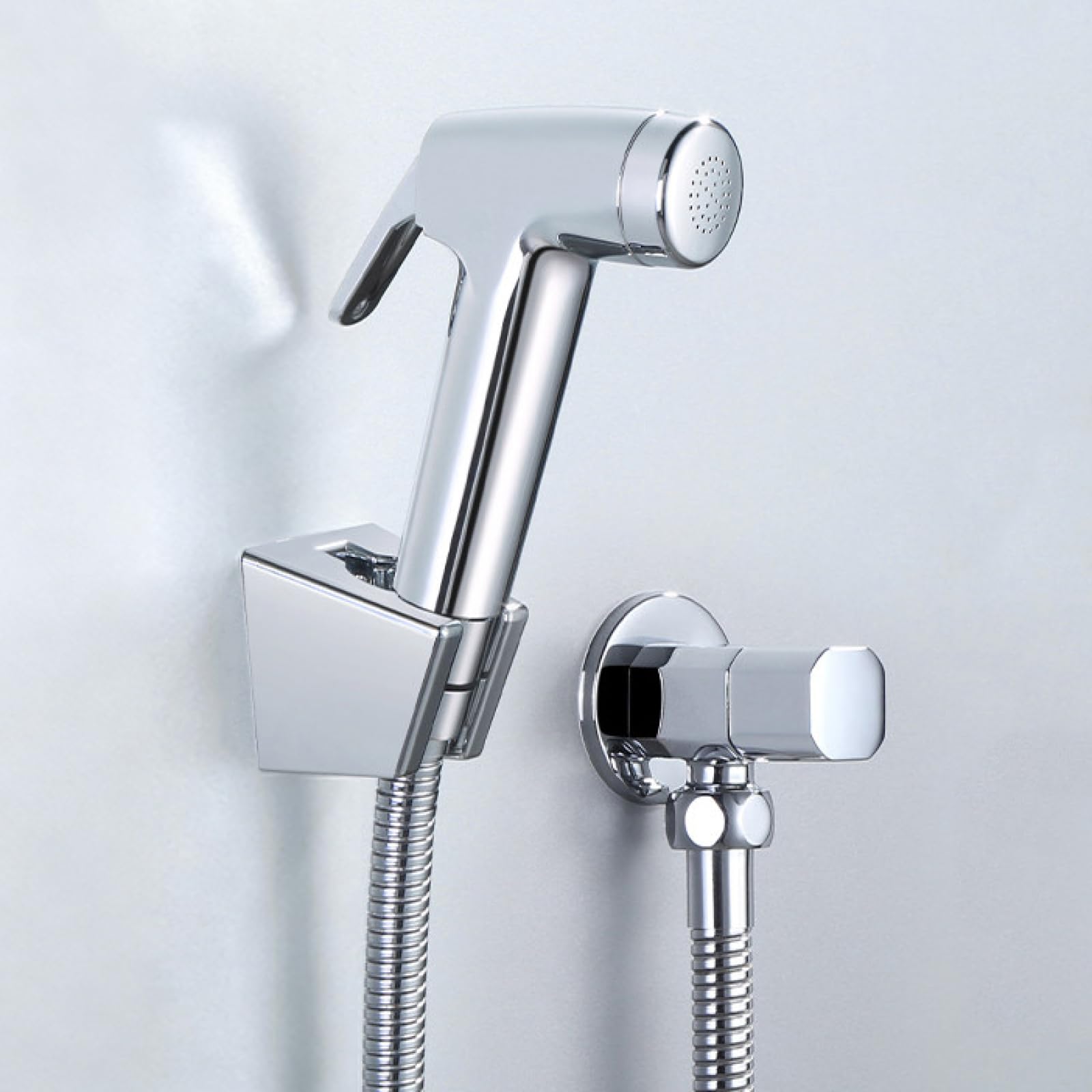 Grifo bide y ducha higiénica para WC, kit portátil cromado de latón