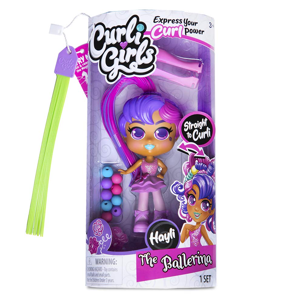 Basic Fun CurliGirls Hayli, The Ballerina - Hairstyling Doll with MagiCurl Hair - Style Again and Again - Ages 3+