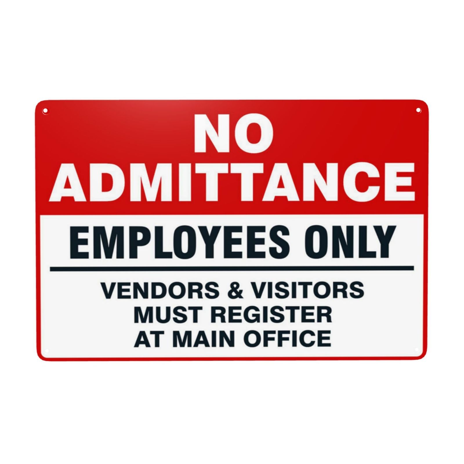 Workplace Retro Forbidden Entry Sign, Working Area Only Open For On-site Company Employees Wall Plaque 12x8 Inch