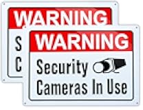 Large Warning Video Surveillance in Use Sign,Security Cameras in use Sign,Large 10x14 Inch Aluminum UV Ink Printed for House and Business (2-Pack)