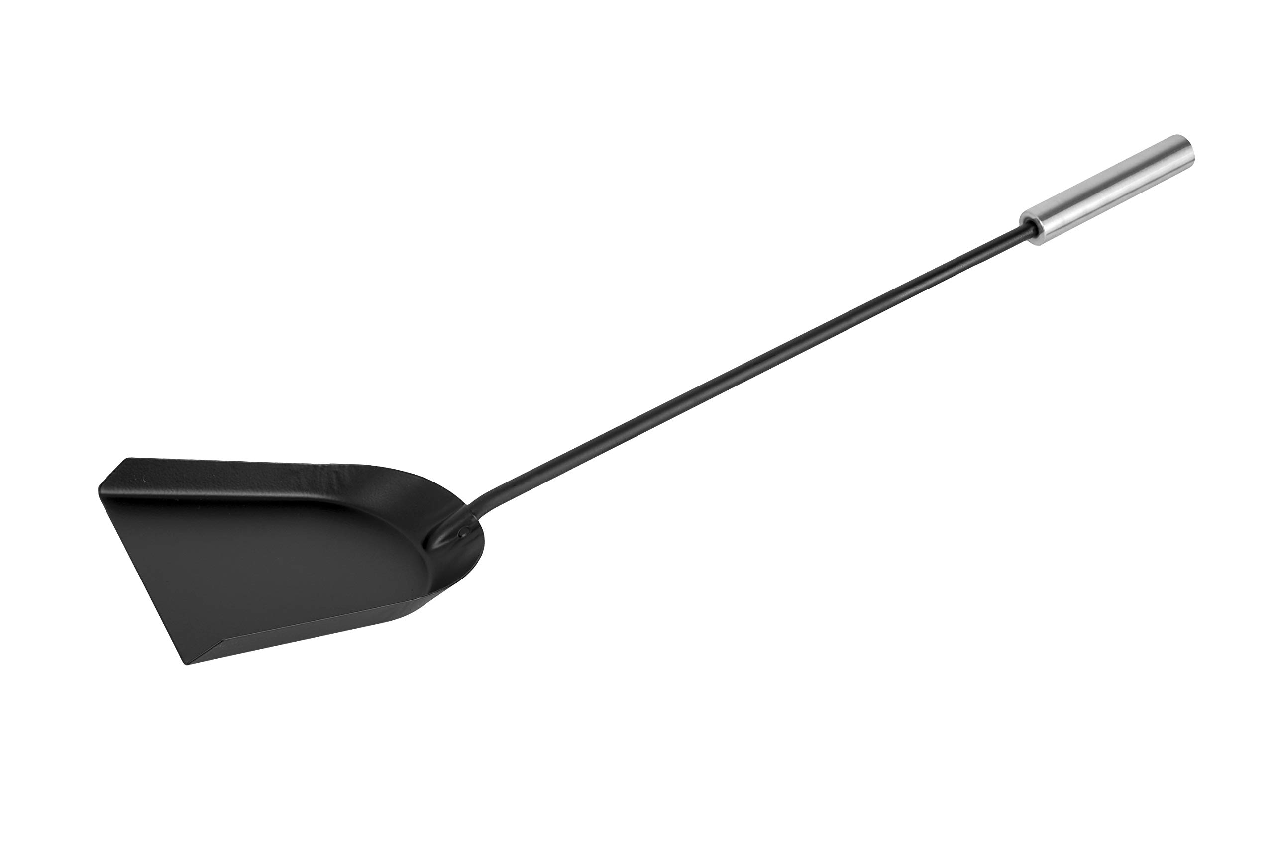 ADGO - Set di attrezzi per camino, 5 pezzi, stile moderno, poker, pennello, paletta, pinza, supporto in acciaio INOX, colore: Nero