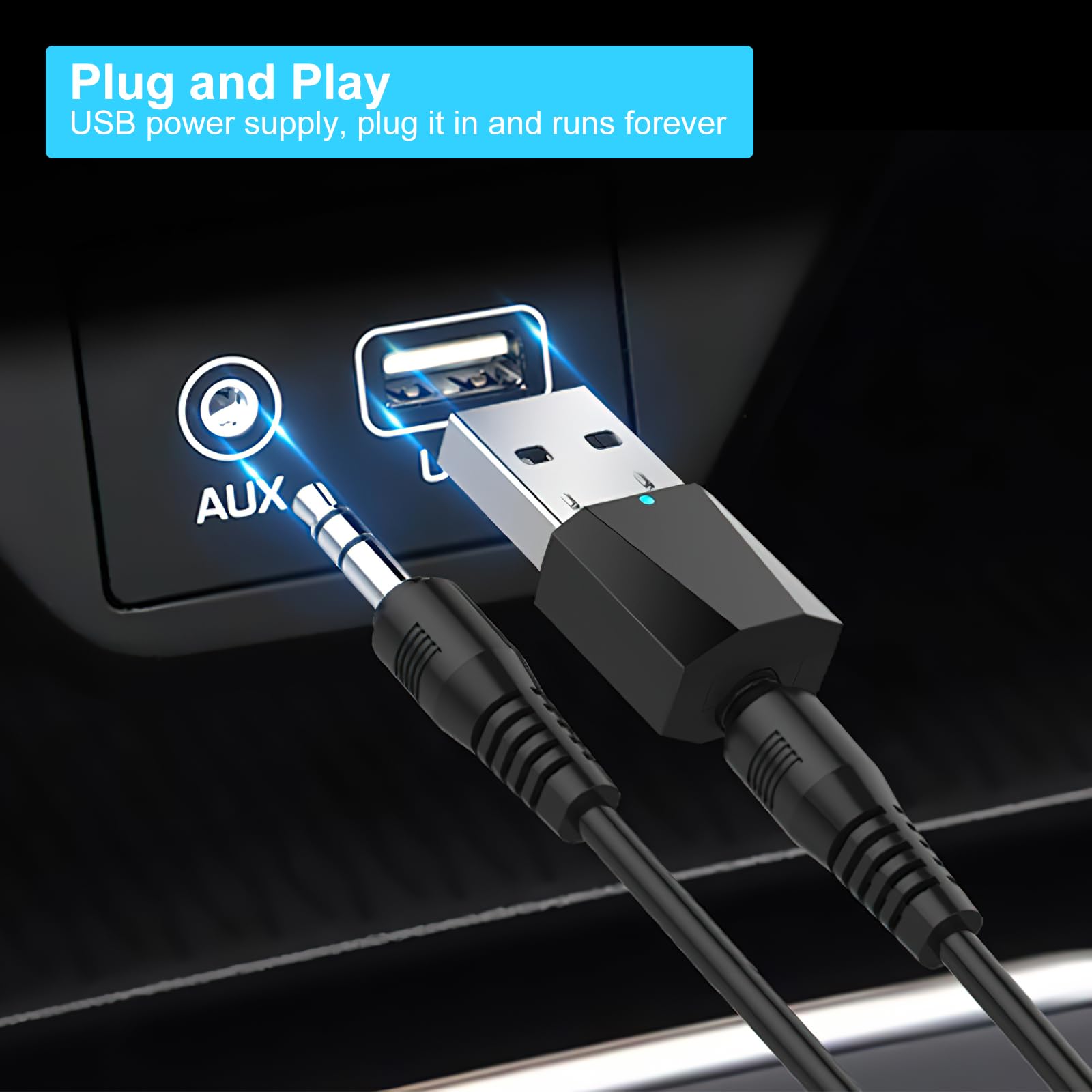 Ricevitore USB Bluetooth 5.1 con adattatore USB Bluetooth, microfono integrato per TV, PC, cuffie/altoparlanti auto, sistema stereo, musica e chiamate