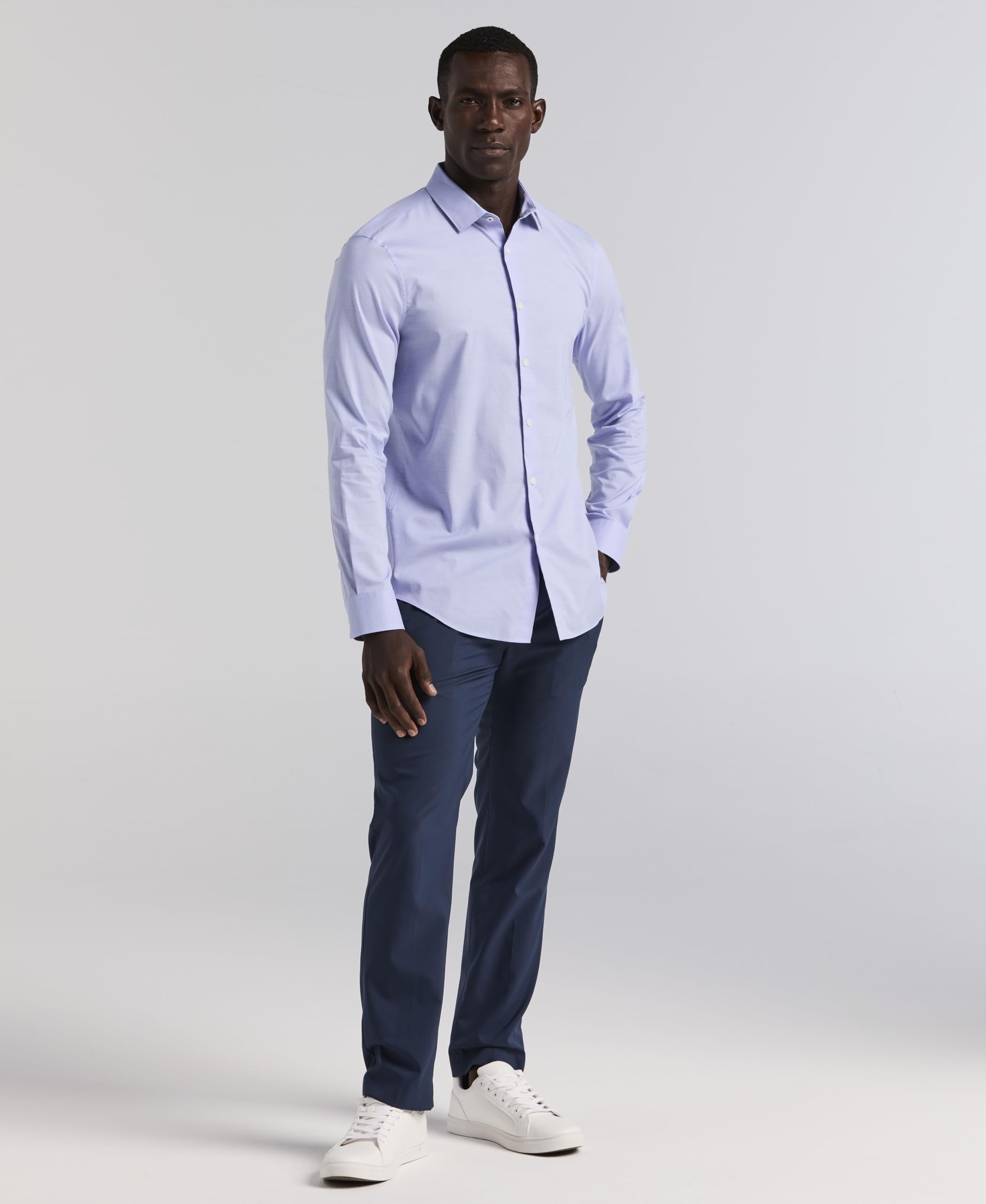 Perry Ellis Dobby Cotton Stretch Slim Fit Long Sleeve Button-Down Shirt Dobby - Camisa de algodón elástica de Manga Larga con Botones Hombre (Pack de 1)