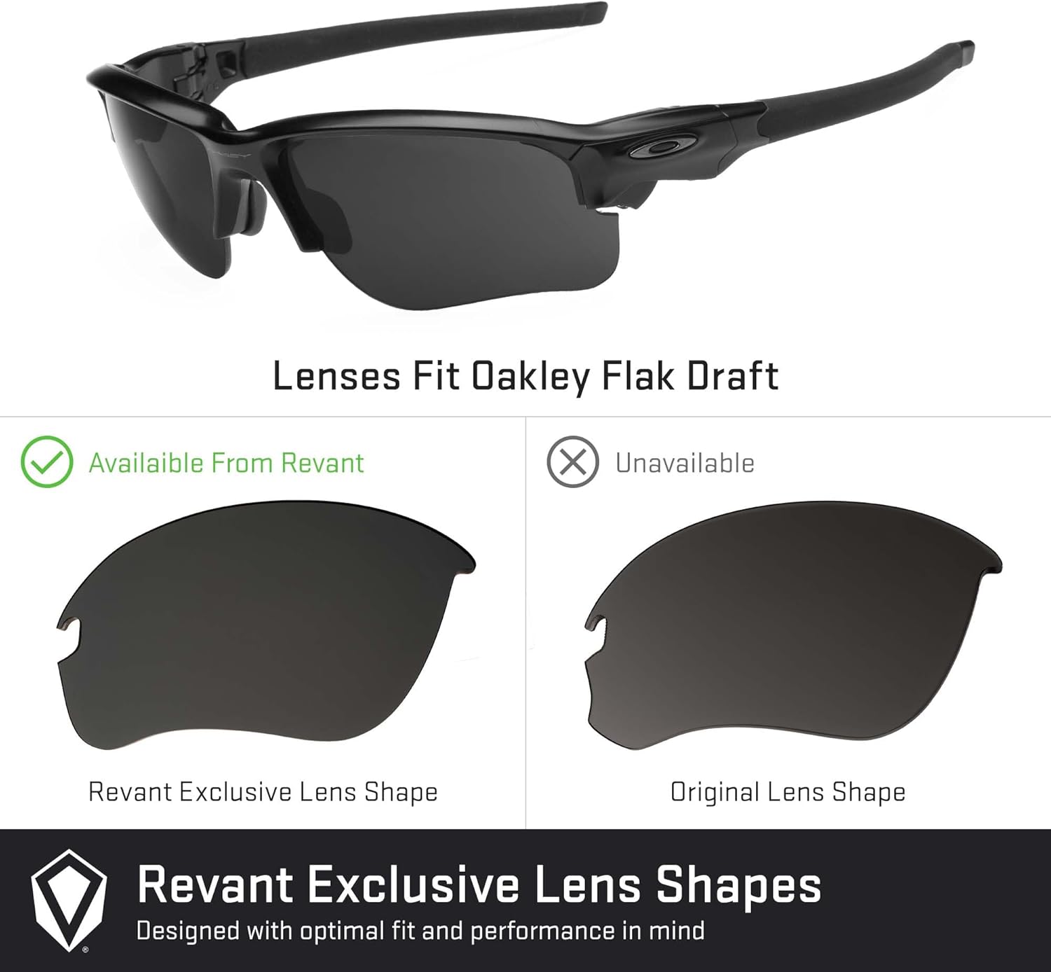 Revant Replacement Lenses for Oakley Flak Draft (Exclusive Shape) OO9364