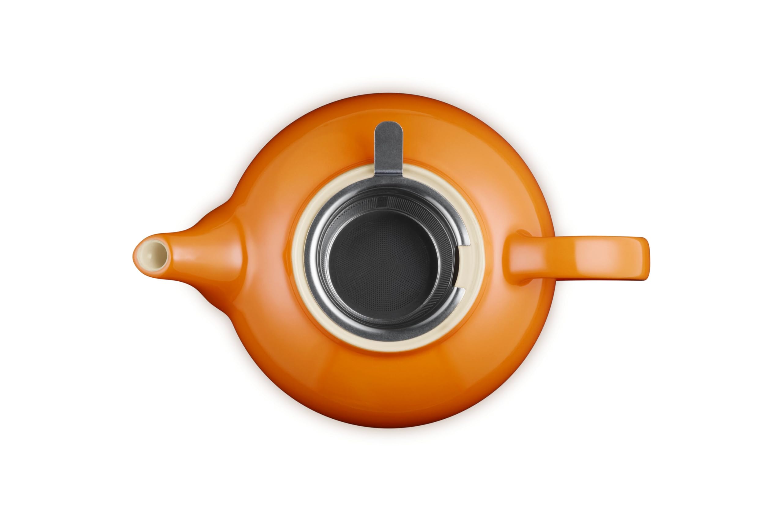 Le Creuset Steingut-Teekanne mit Edelstahl-Teesieb, 1,3 l, Volcanic