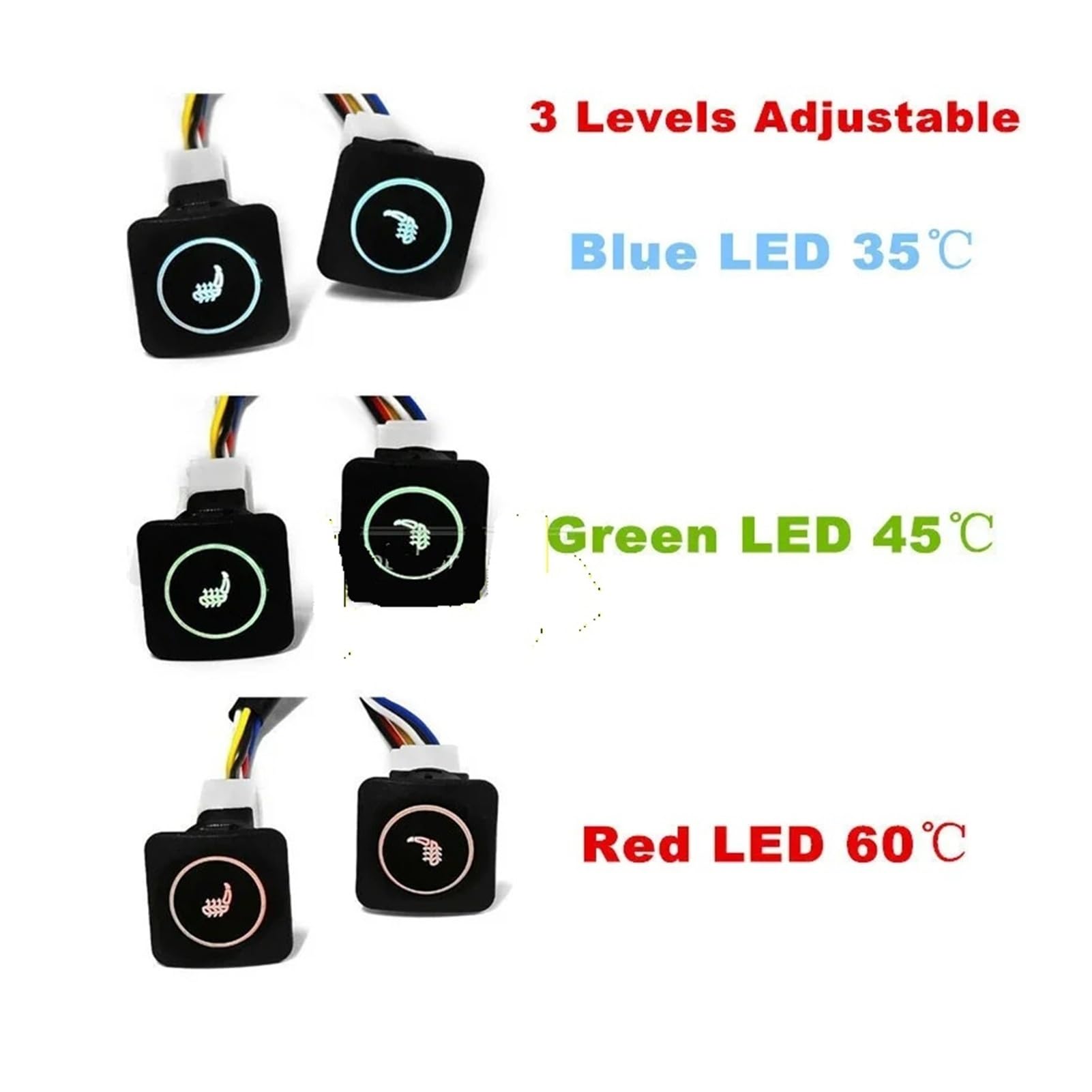 2 posti 4 cuscinetti 3 livelli 12V riscaldamento automatico coprisedile cuscino invernale più caldo cuscini for sedili riscaldati for auto in fibra di carbonio universale(Only 1 Switch Kit)
