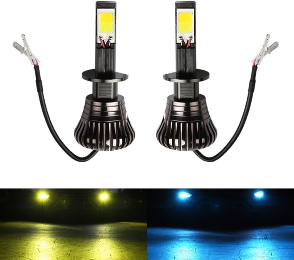 H1 LED Fog Light Bulb H1 Fog Bulbs Yellow 3000K Ice Blue 8000K Dual Colors Car Gold Lamps Trucks 12V 30W Replacement Accessories Modification Bright New 2pcs【1797】