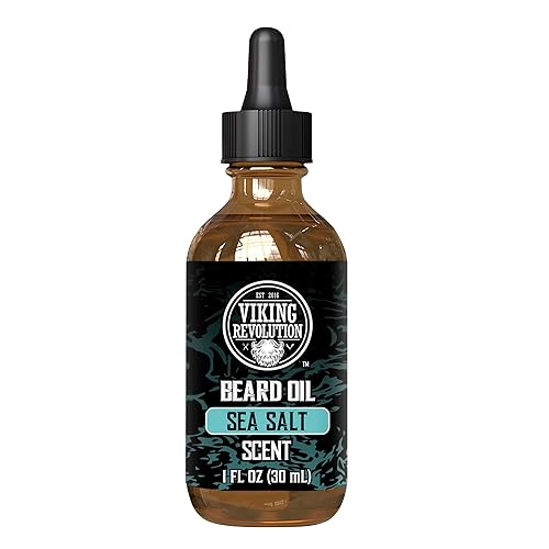 Vista 103 de Viking Revolution Aceite de barba de sándalo para hombres, aceite natural para barba con aceite de argán y aceite de jojoba, suavizante de barba