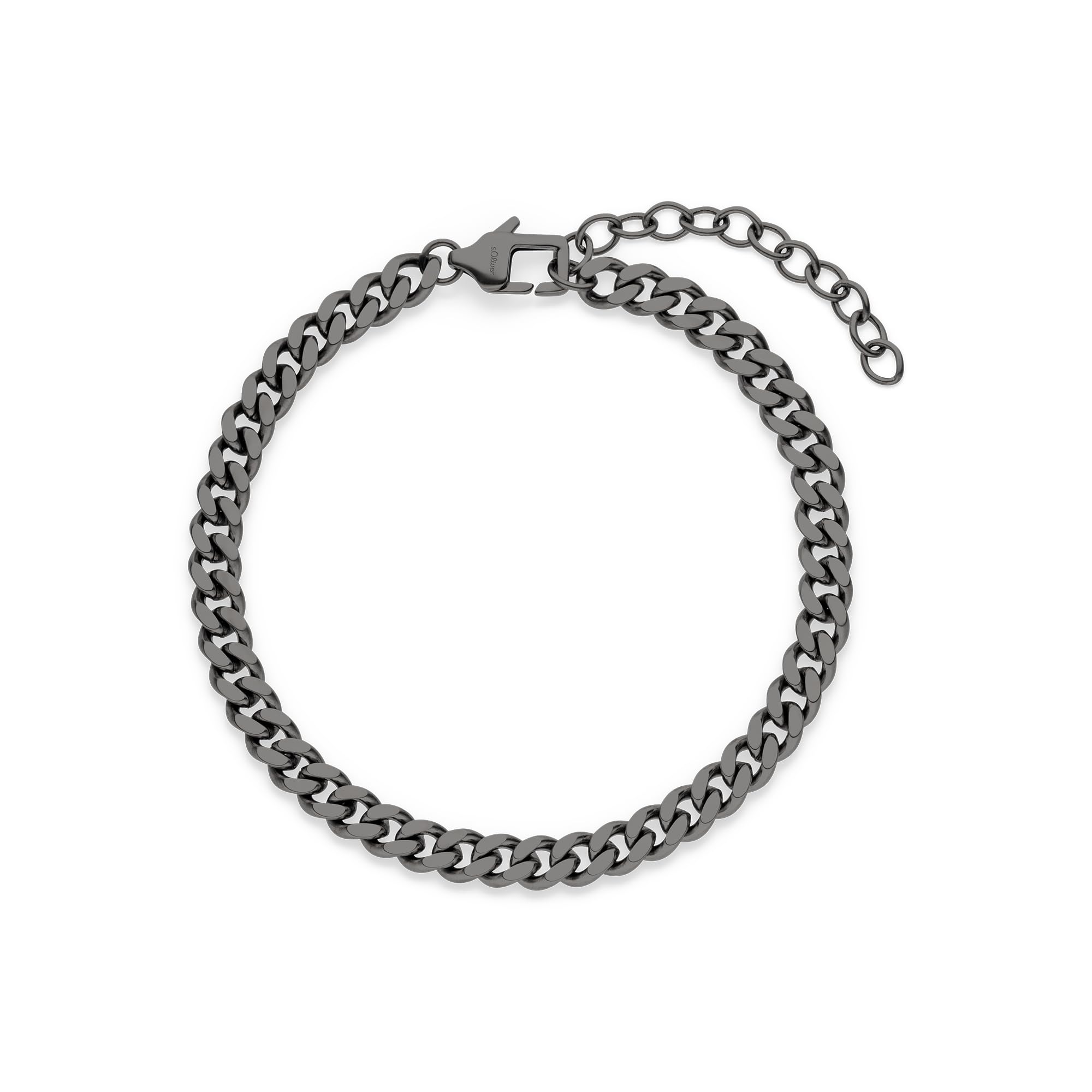 s.Oliver Men's Bracelet – Bracelet Made of Matte Stainless Steel – IP Gun – Curb Chain Adjustable up to 22 cm – Waterproof and Skin-Friendly
