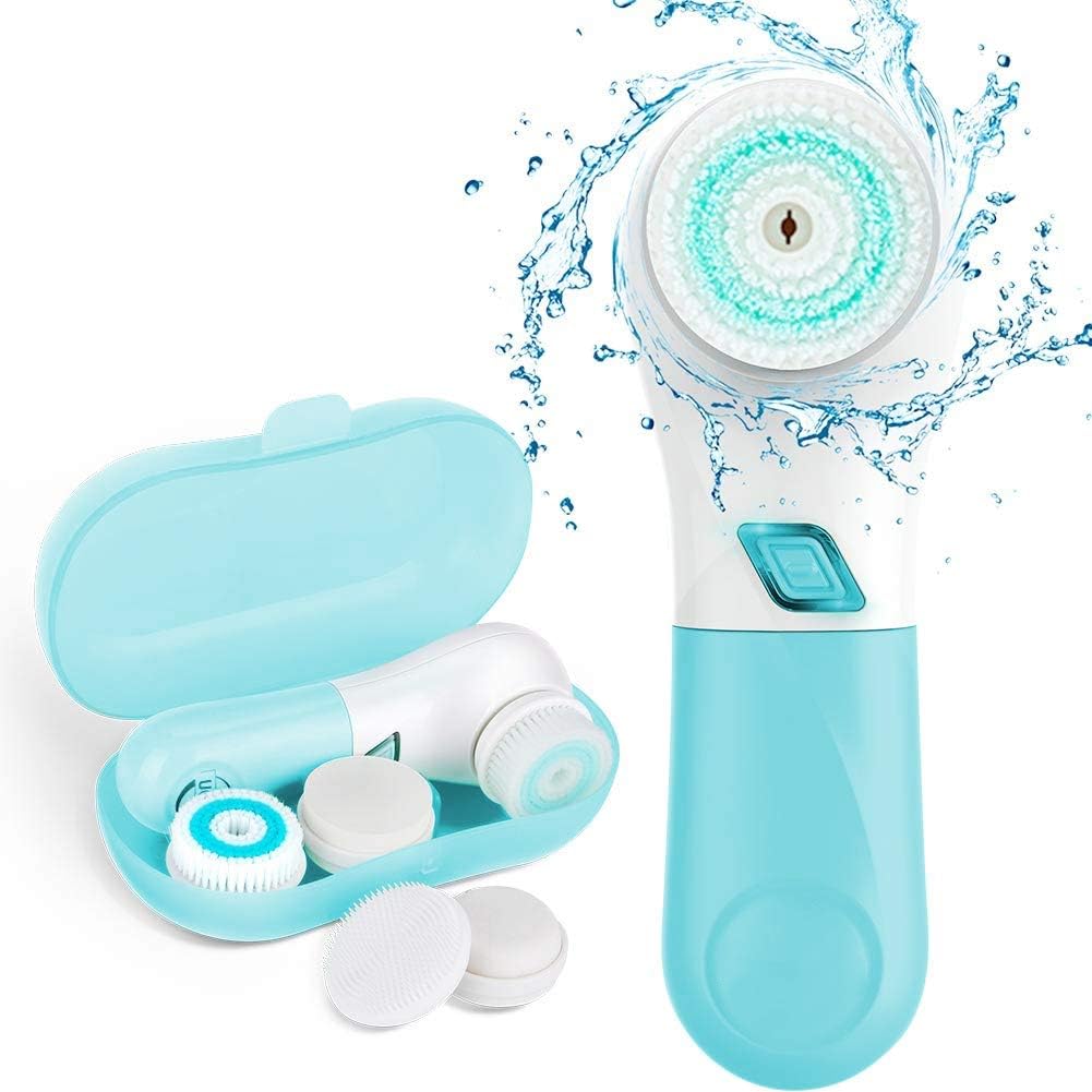 Facial Cleansing Brush,New-5 in 1 Waterproof Face Brush Exfoliating Brush Set,Portable Sonic Facial Cleansing Brush for All Skin Care