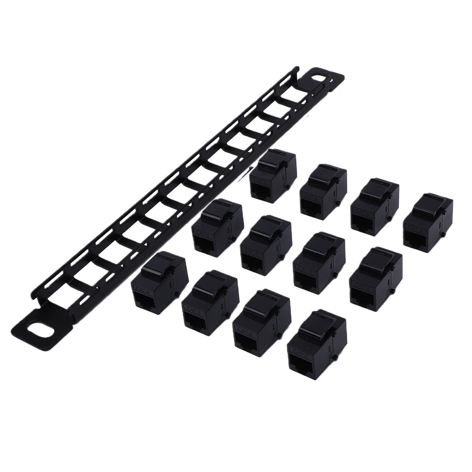Panneau de Brassage 12 Ports 0,5U CAT6 avec 12 Coupleurs Passe-partout pour Support Mural D'armoire Réseau de Support de Serveur de 10 Pouces