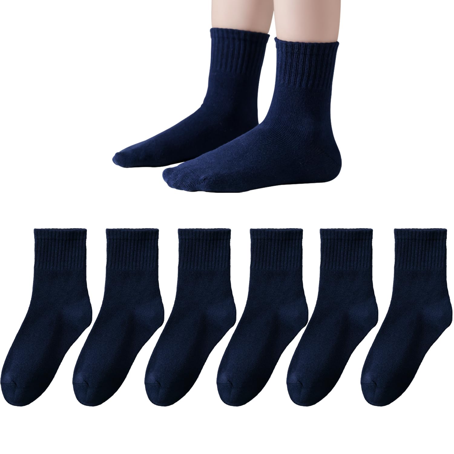 Marchare Lot de 6 paires de chaussettes sans couture pour enfants en coton avec rayures rétro