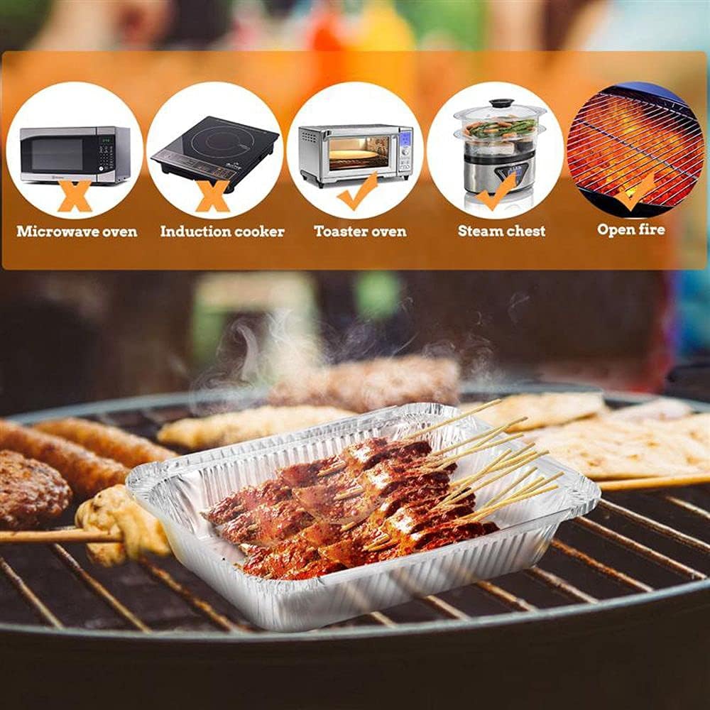 BAUT 50 Pcs BBQ Drip Pan Disposable Kitchen Supplies Tin Grill Catch Tray Aluminum Foil Barbecue Kitchenware : Patio, Lawn & Garden