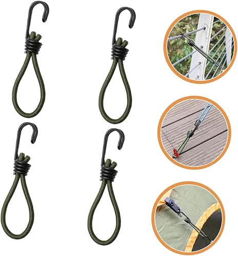 Miniatura 2 de HANABASS Cordón elástico para tienda de campaña, cordón elástico de fijación con ganchos, hebilla de leva, ganchos al aire libre, toldo resistente