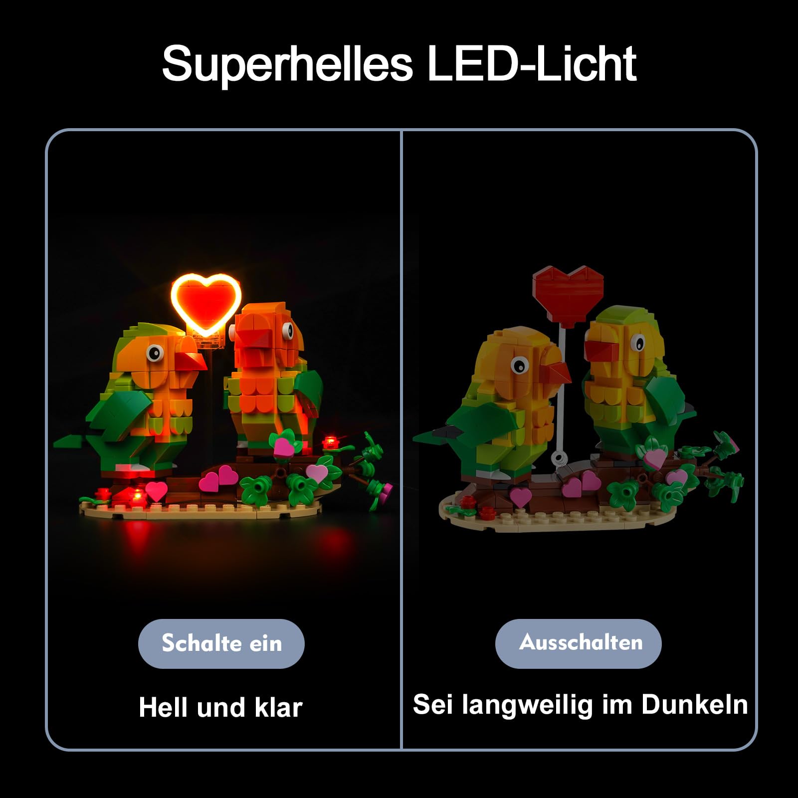BrickBling Juego de luces LED para Lego 40522 Valentine Lovebirds, iluminación decorativa creativa — view 3
