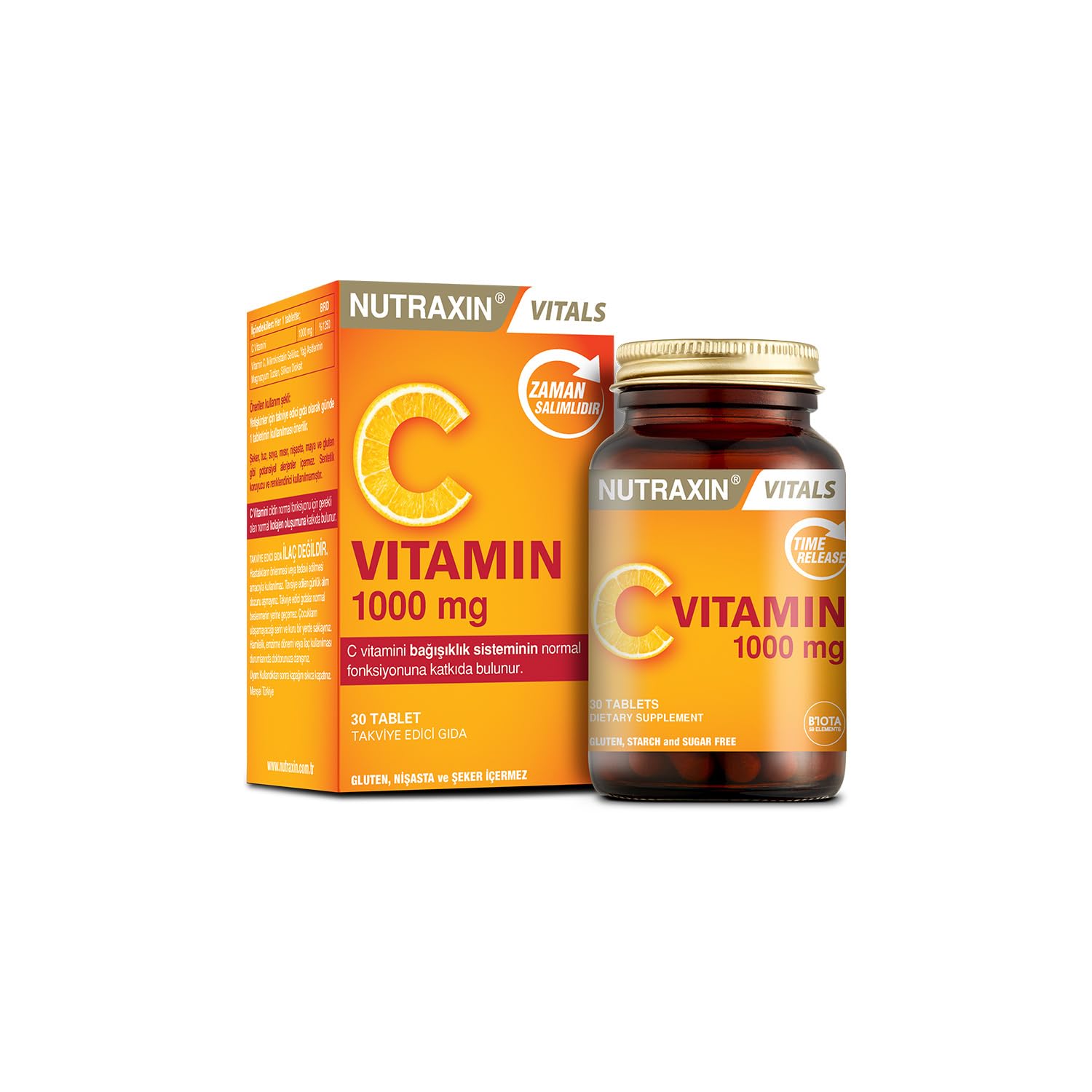 Vitals Vitamin C 1000 mg Tablets – High Strength Immune Support Supplement, Antioxidant Formula for Immunity, Skin Health & Energy, Supports Collagen Formation – 30 Tablets