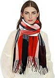 Bufanda de invierno para mujer, bufanda de cachemira a cuadros para mujer, chales y envolturas de pashmina, bufanda larga...