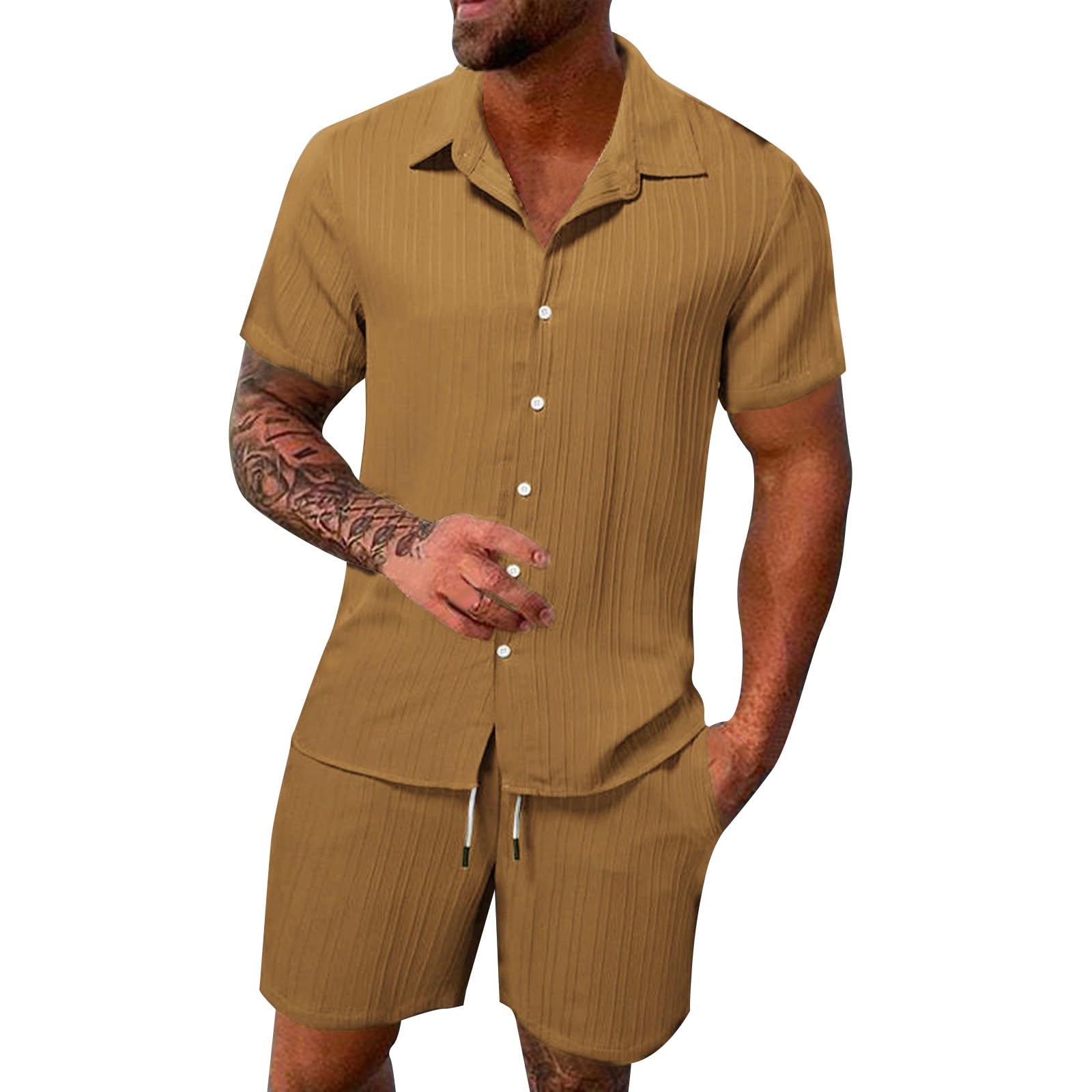 Costume deux pièces décontracté pour homme Respirant et absorbant l'humidité Tenue sport confortable Idéal printemps été