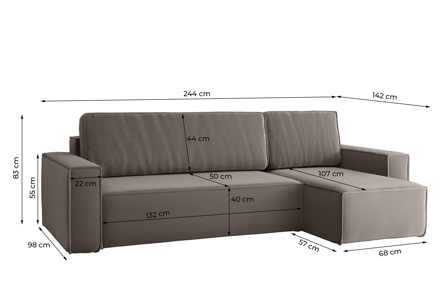 Fun Möbel Ecksofa Schlafsofa Sofa Maris Stoff Poso (Olivgrün, Seite Links:)