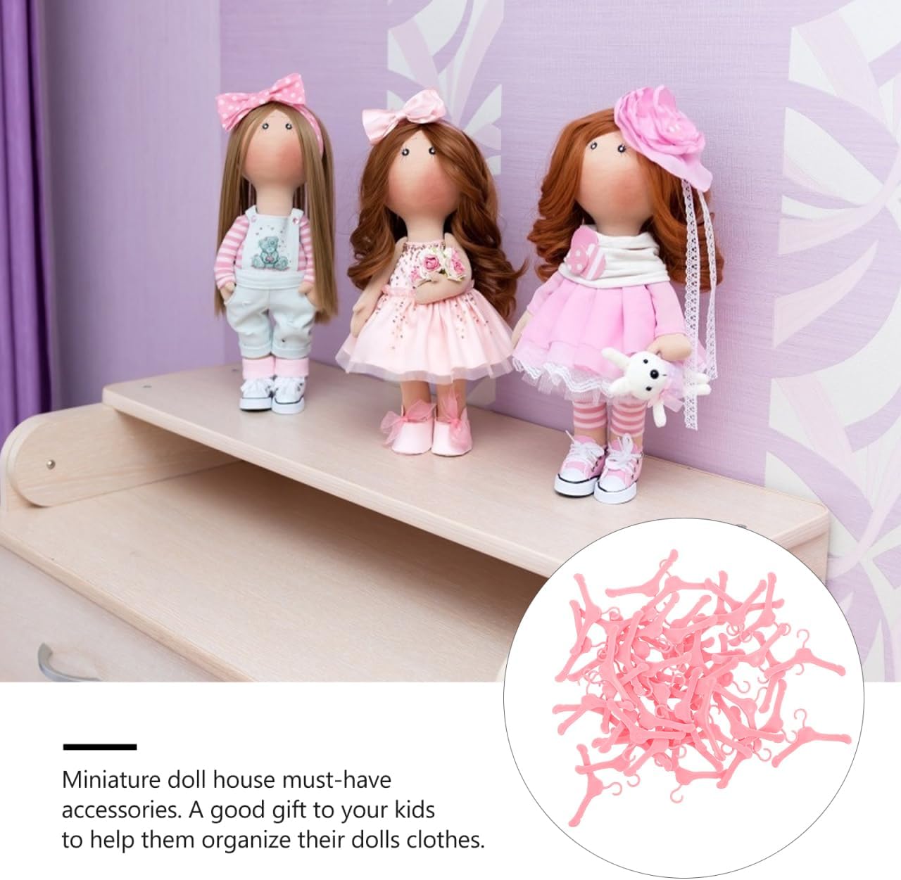 50pcs Mini Doll Clothes Hangers - Doll Clothes Rack Display Rack for Show Outfit Gown Dress Hanger, Closet Accessories for Mini