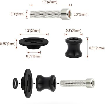 2pcs M8 Motorcycle Swing Arm Sliders Spools CNC Swingarm Arm Stand Screw Compatible with GSX-R 600 GSX-R 750 GSX-R 1000(black)