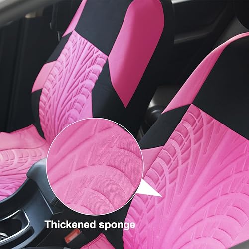 Miniatura 3 de Juego completo de fundas de asiento de automóvil, protectores de asiento delantero de poliéster con fundas de asiento trasero de banco divididas,