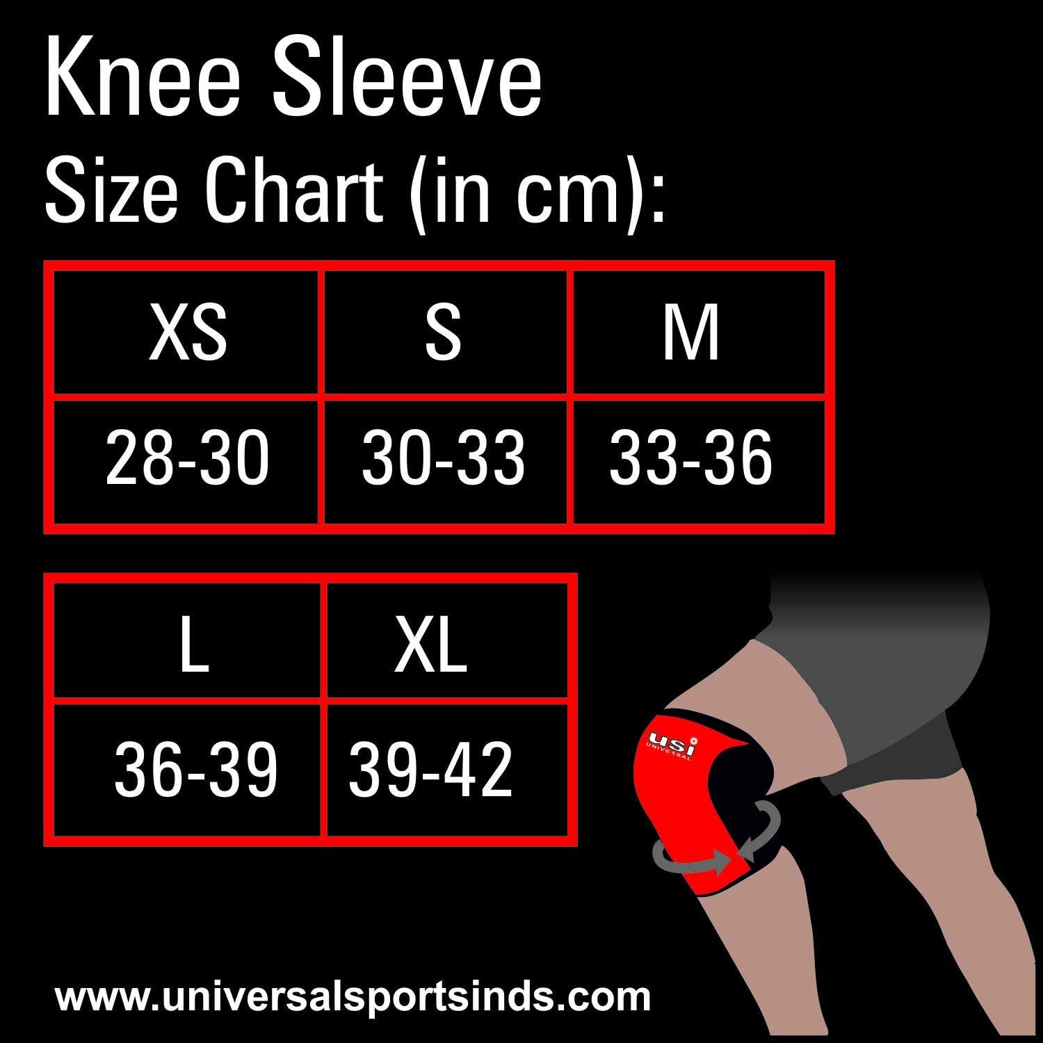 USI UNIVERSAL Rodillera KS7 (paquete de 1 par, 7 mm de grosor) para entrenamiento cruzado, lesiones de rodilla, soporte de compresión para aliviar el dolor, fitness, levantamiento de pesas (grande)