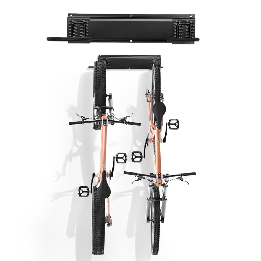 Bike Rack Wall Mount With Shelf And 8 Hooks Offer Horizontal Indoor Bike Storage Bracket For Sheds Garages. Wooden Bike Holder For Road, Mountain, Travel Bicycles, Maximizing Space Efficiency