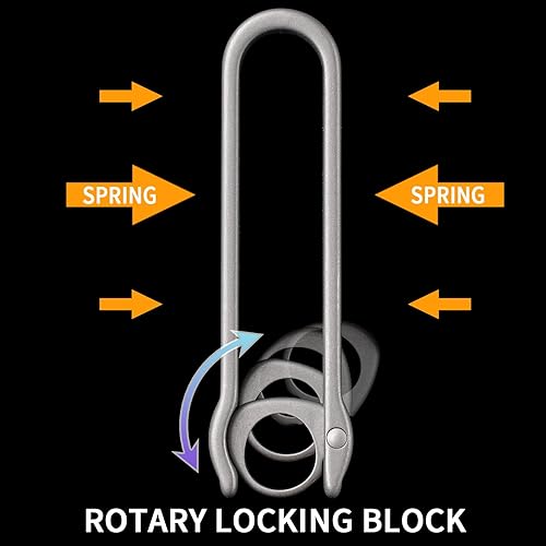 Miniatura 9 de FEGVE Clip de cinturón de titanio, mosquetón con llavero para pantalones y monedero
