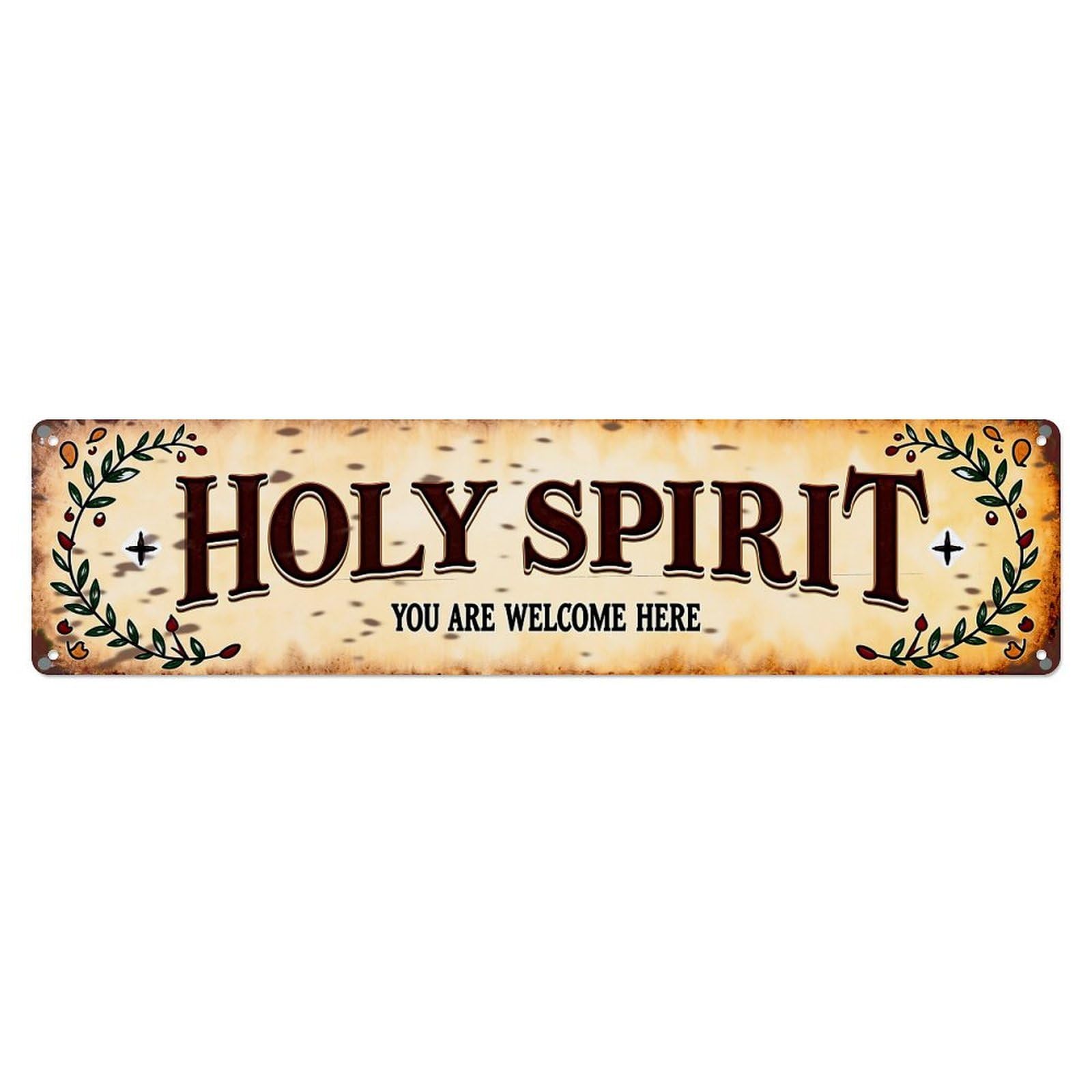 Jdyaojiesheng Vintage Holy Spirit Welcome Sign Pattern_2 Tin Sign Retro Metal Wall Decor Metal Poster, Home Bar Garage Farmhouse Cafe Wall Art Decoration 4X16inch