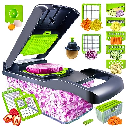 12 in 1 Vegetable Chopper Onion Chopper Food Chopper - Multi Vegtable Chopper Salad Chopper Fruit Slicer Cutter Carrot Chopper Chip Slicer Potato Chopper - Useful Chopping Tool Kitchen Items