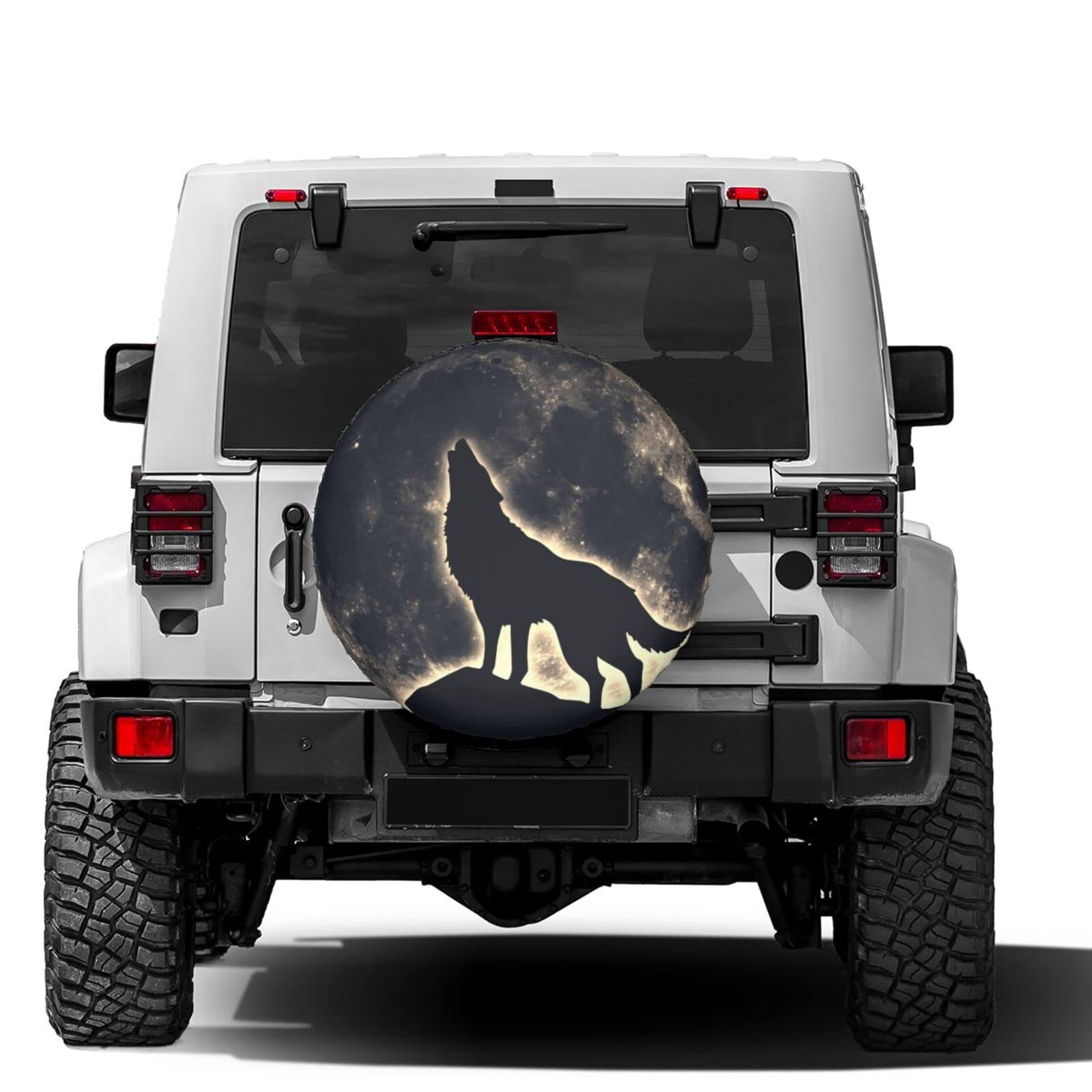 Foruidea Howling Wolf Spare Tire Cover Dust-Proof Wheel Tire Cover Fit Trailer, RV, SUV and Many Vehicle 14 Inch