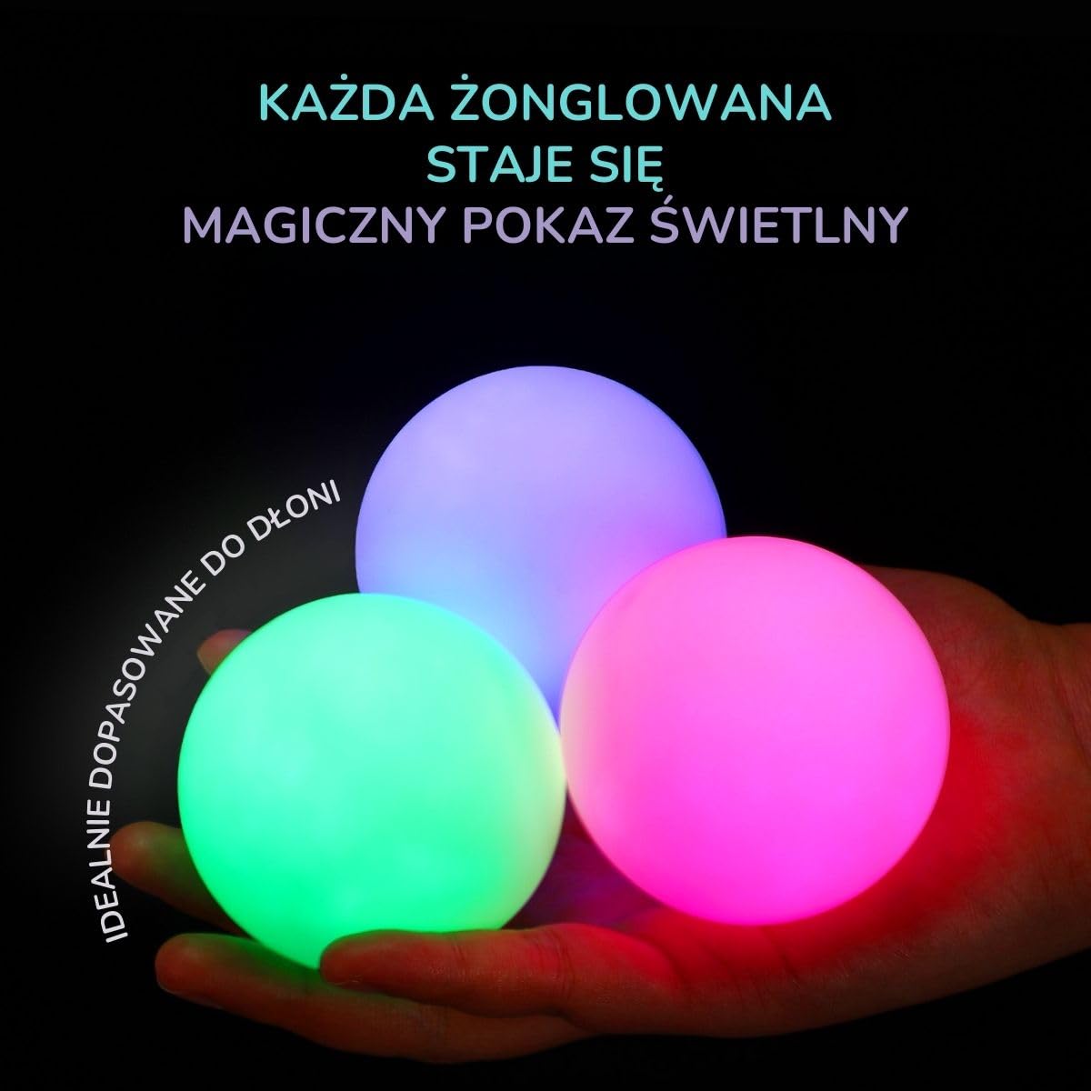 Zestaw 3 Piłek do Żonglerki LED - Podświetlany Zestaw do Żonglerki & Początkujących i Profesjonalistów | Piłki do Żonglerki na Fajny Pokaz Dzieci i Dorosłych | Kolory Tęczy i Efekt Stroboskopowy