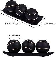Vista 2 de LCCCK Juego de bandeja decorativa con bolas, soporte de TV de orbes decorativos negro dorado, centro de mesa de centro, elegantes bolas decorativas