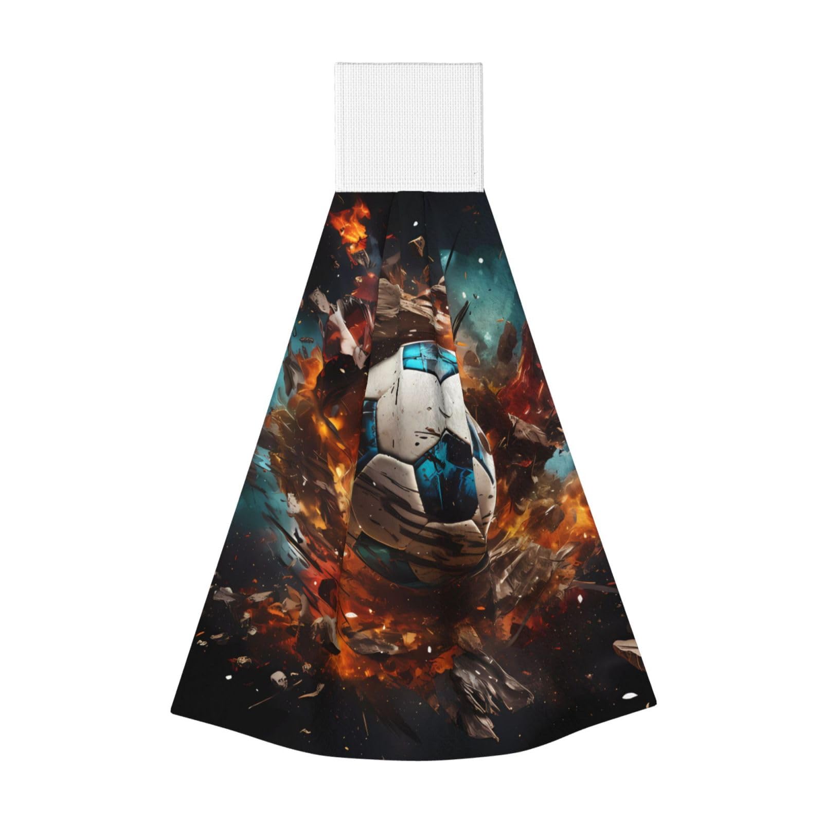 WUPngg Firecracker Soccer Bathroom Tie Towels/Dish Cloth,Kitchen Hanging Towel, Coral Fleece Dry Cleaning Hand Dishcloths One Size