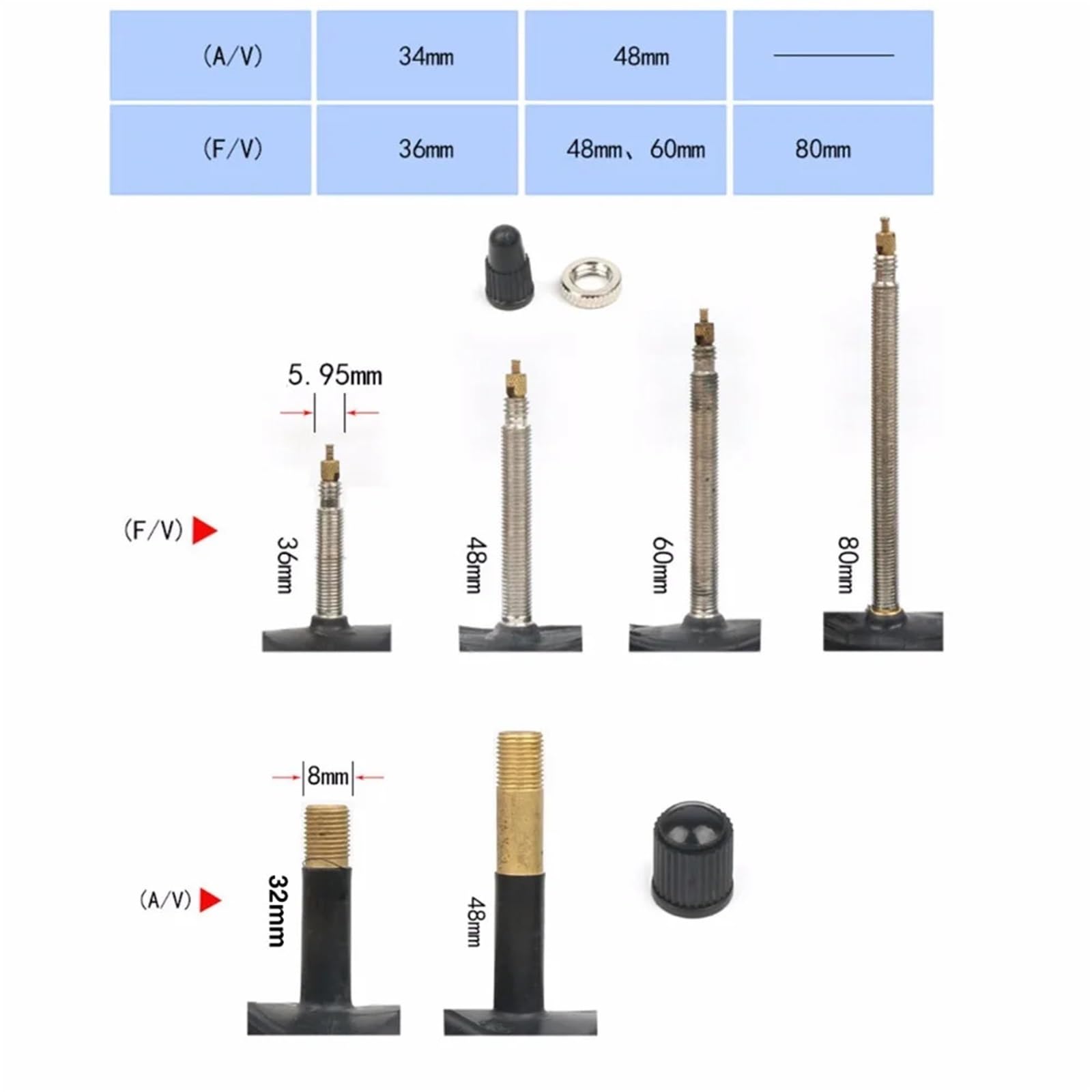 Générique Chambre À Air De Vélo, Convient Aux Pneus VTT 26/27,5/29 Pouces 1,5-2,35, Valves Schrader Et Presta 48 Mm