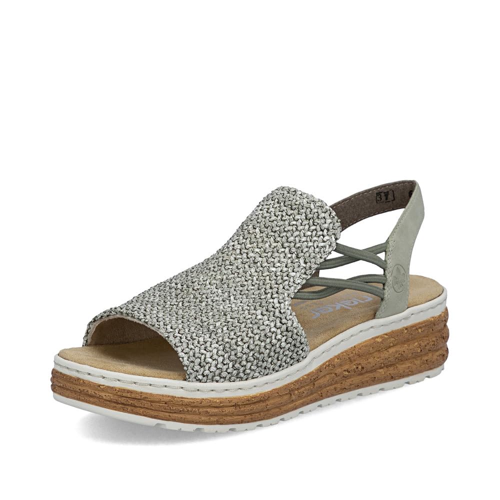 Rieker Women's 62741 Wedge Sandals, Green, 38 EU
