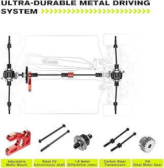AMORIL 1/10 Large 3S Brushless Fast RC Cars for Adults,Max 120 MPH Remote Control Car with Carbon Fiber Chassis,CNC Steel Split Driveshaft,500FT Control,Red