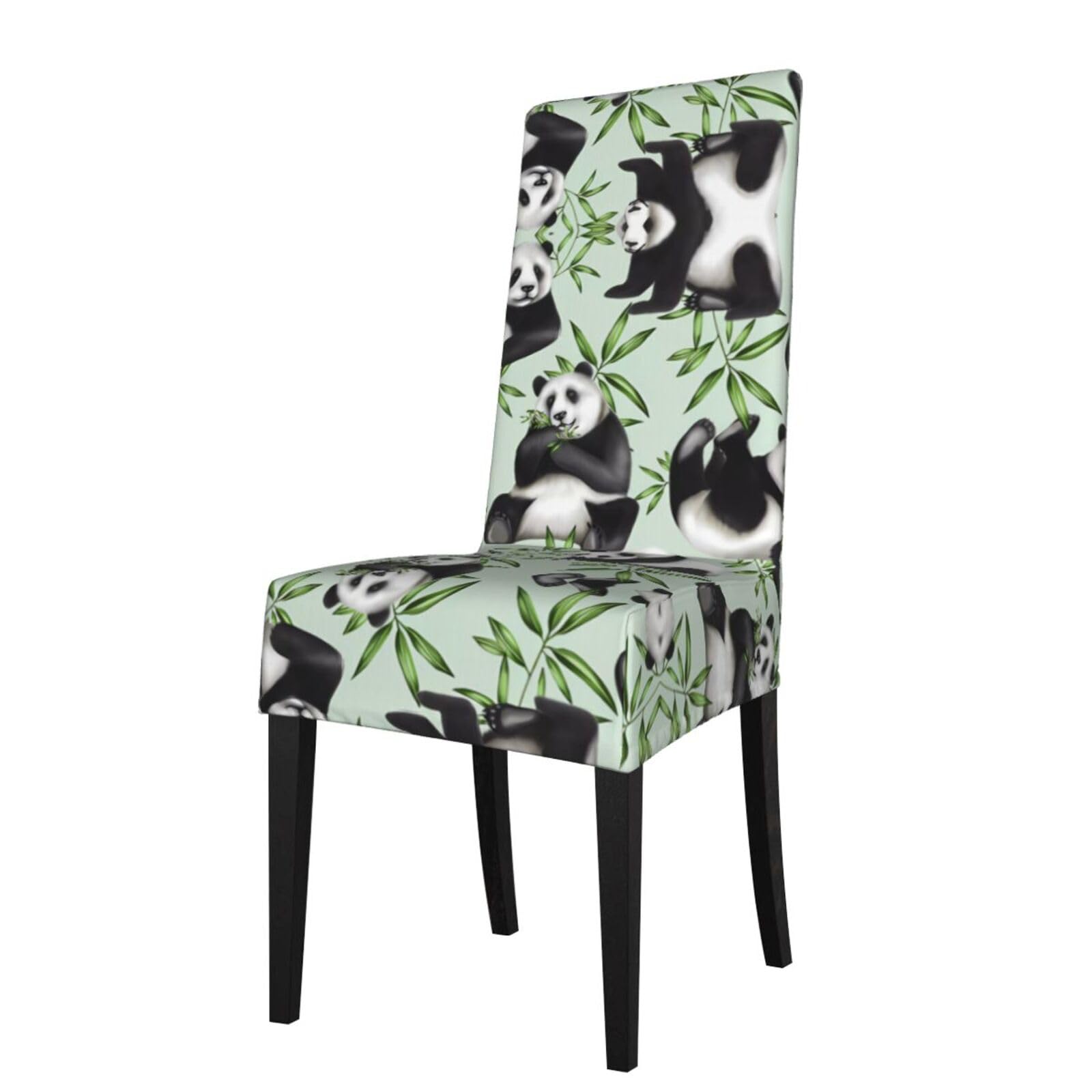 YYHWHJDE Panda bamboo Prints Protection Cover for Dining Chair – Stretchable Slipcovers for a Refreshing Dining Room Makeover