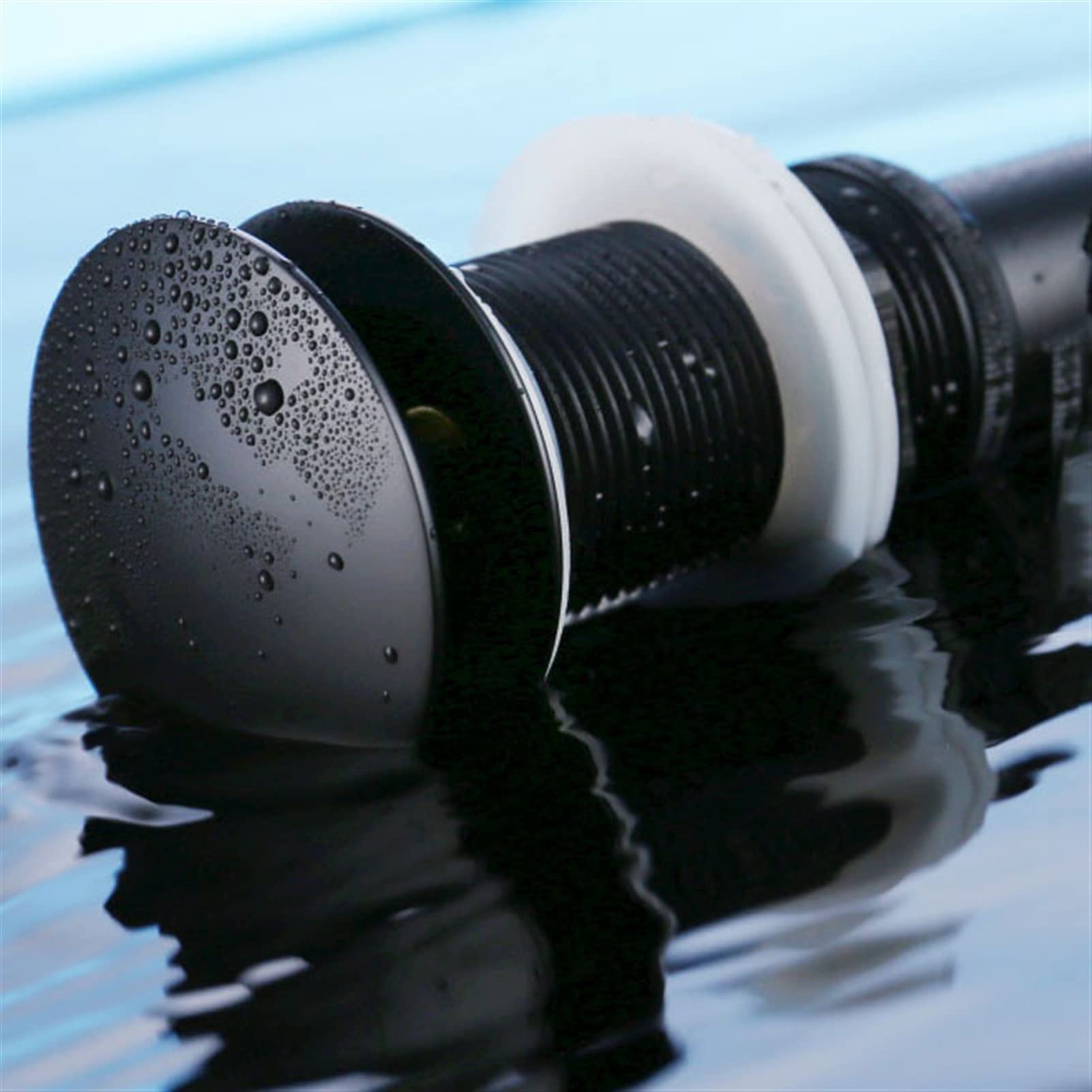 Ablaufgarnitur Waschbecken Ablaufventil Schwarz Pop Up Waschbeckenstöpsel und Siebkörbchen Abfluss Abflussgarnitur Pop-up Ventil, Schwarz (Blanco : with Overflow, Size : Only Stopper)