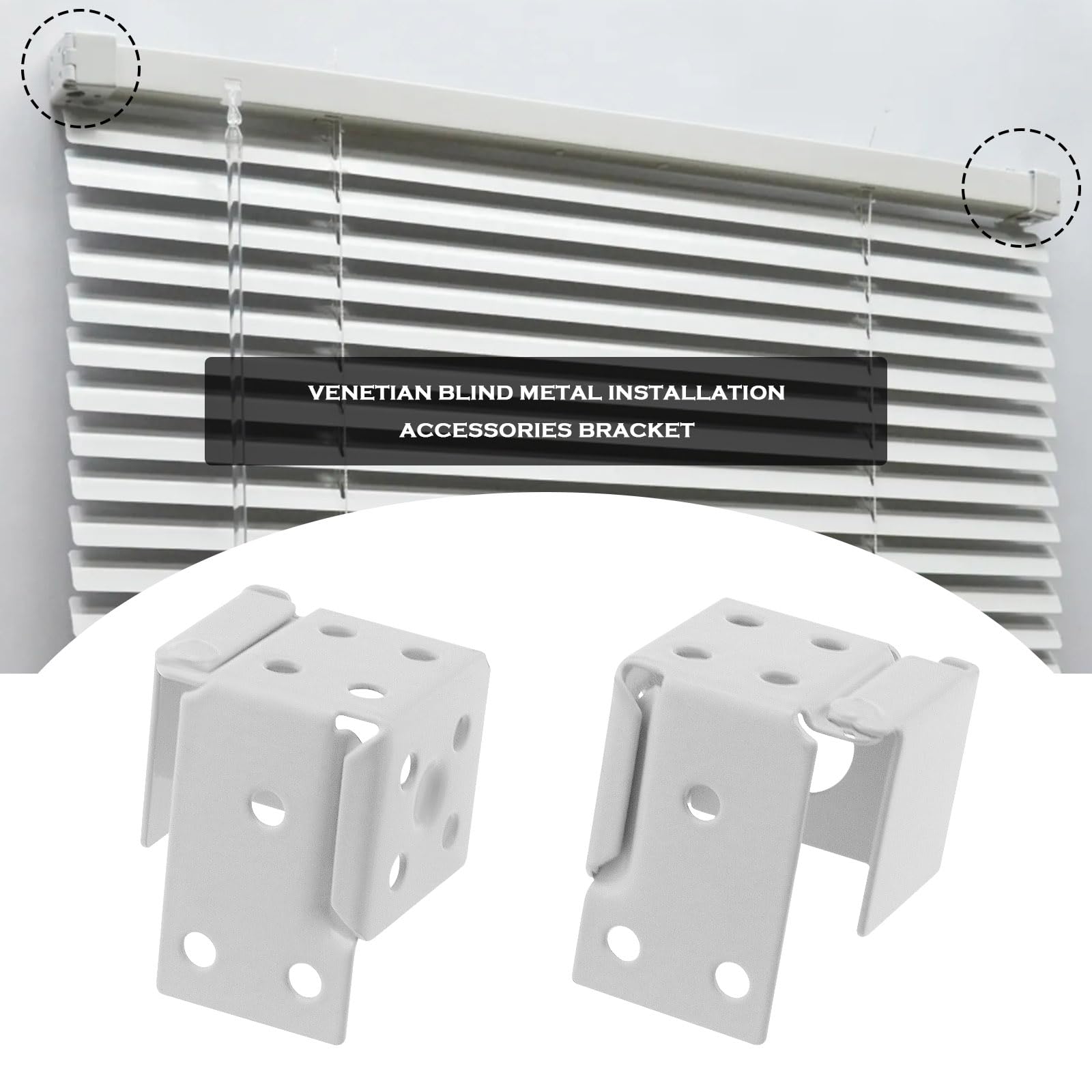 ECSiNG 2PCS Venetian Blind Box Brackts Window Blinds Metal Headrail Bracket Holder 2.5cmx2.5cm/1x1 Inch for 1-inch Mini Blinds, White - Image 2