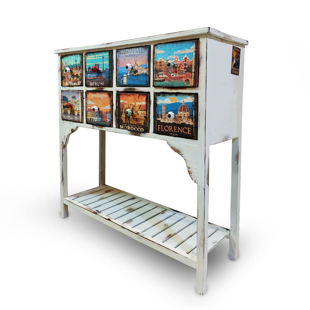 Buy Pier Import Vintage white wooden sticker antique dresser 8