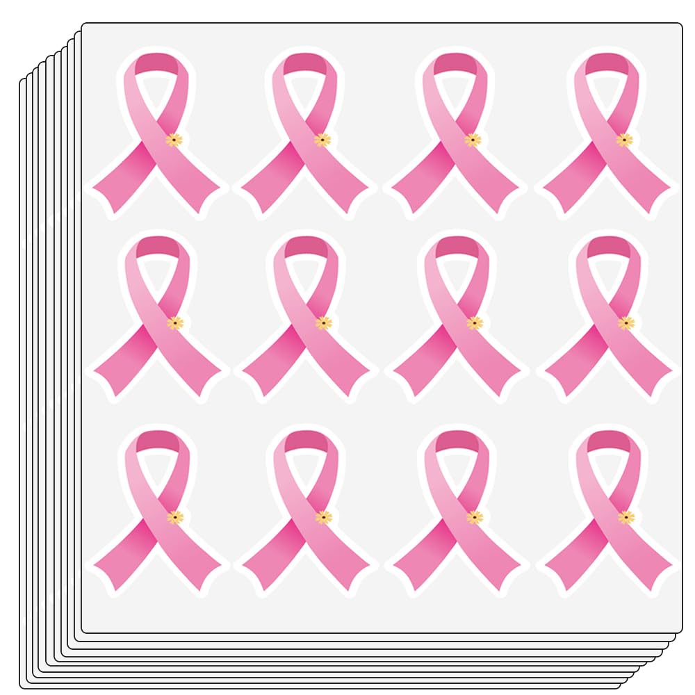 240 PCS Pink Ribbon Stickers Breast Cancer Awareness Stickers Breast Cancer Awareness Helmet Window Car Decals for Women Girls Mom