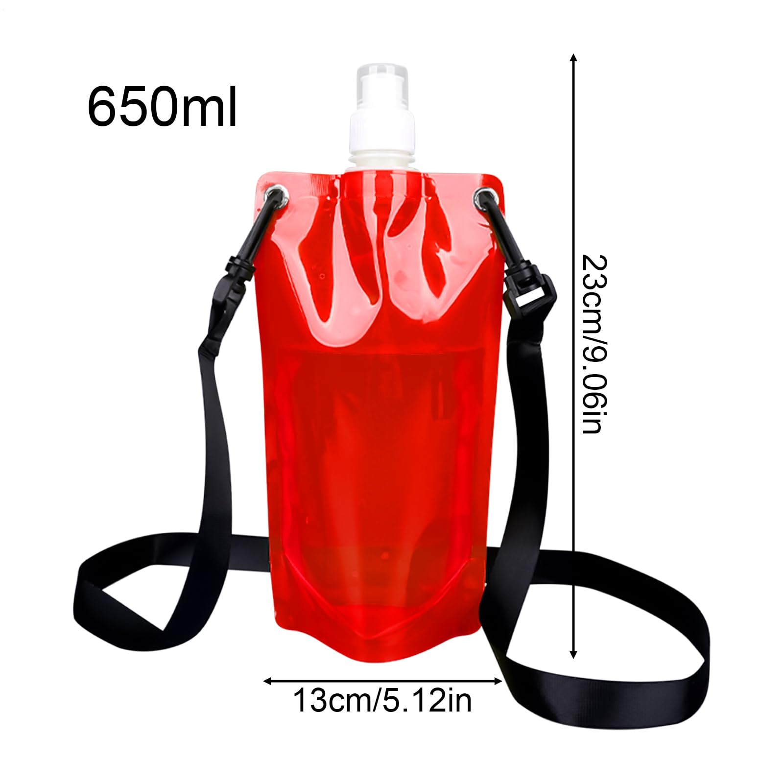 Wasserbeutel 650 ml auslaufsichere faltbare Flasche mit Trageriemen