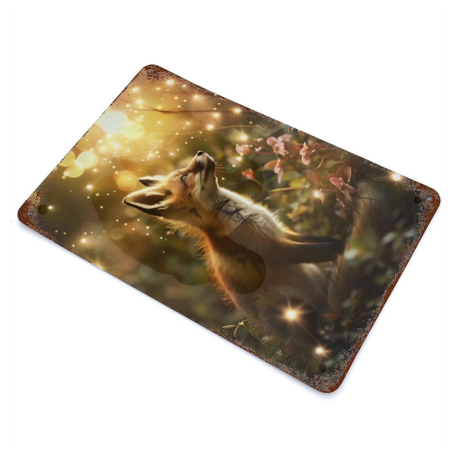 Fox Cubs Enchanted Forest Retro Metal Sign 11.8"x7.9", Classic Wall Plaque for Garage, Pub Or Kitchen