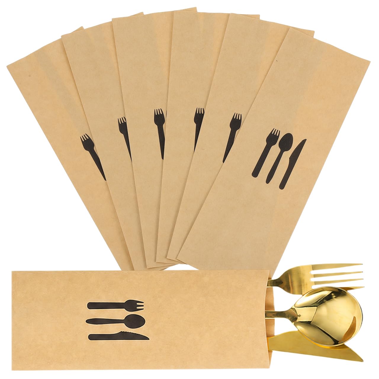 Bolsillos para fiestas y fundas de papel kraft para cubiertos desechables Cabilock