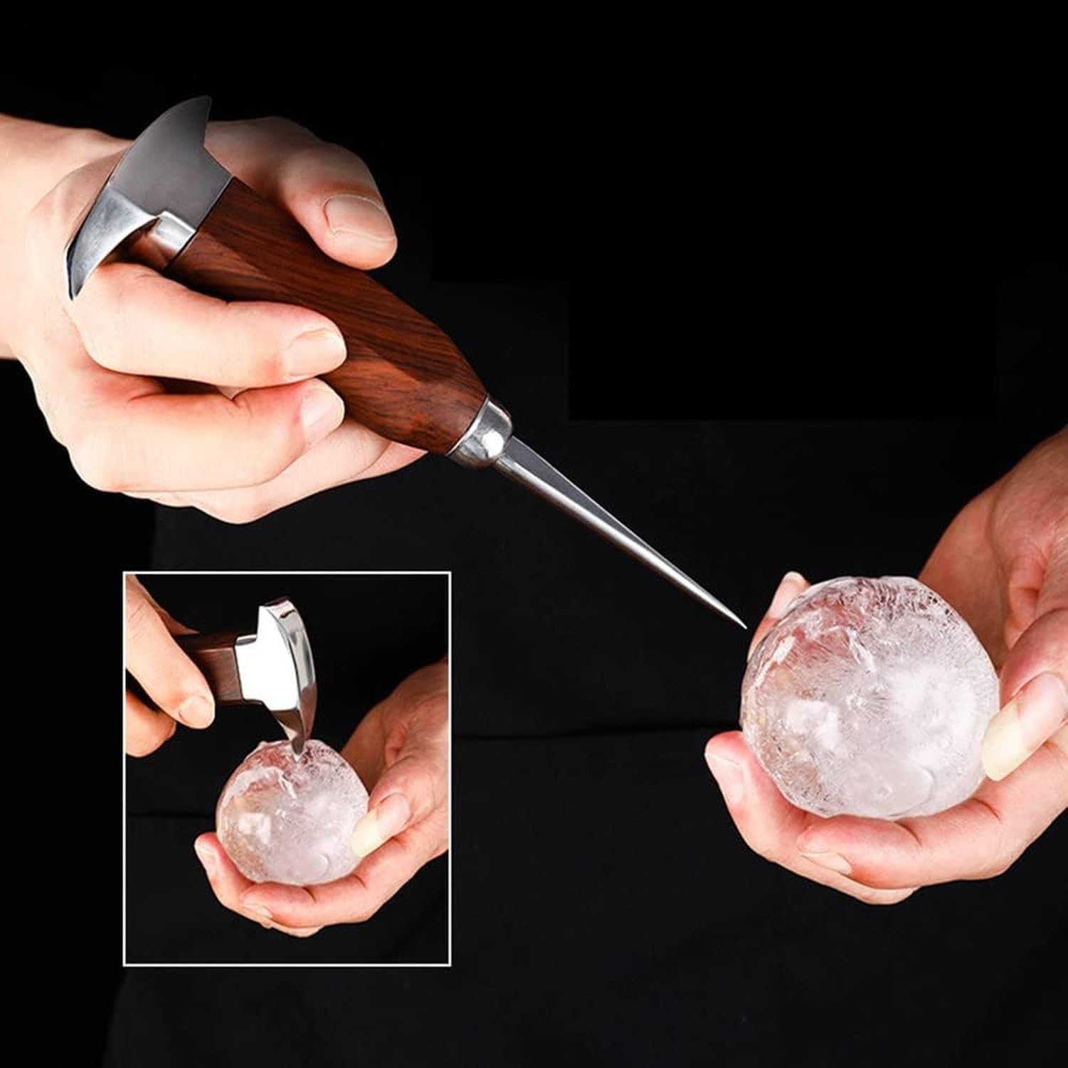 Pique à Glace en Acier Inoxydable 3 pièces, broyeur de Glace Style Japonais, façonneur de Glace pour Cuisine Bar Barman Pique-Nique Camping Restaurant