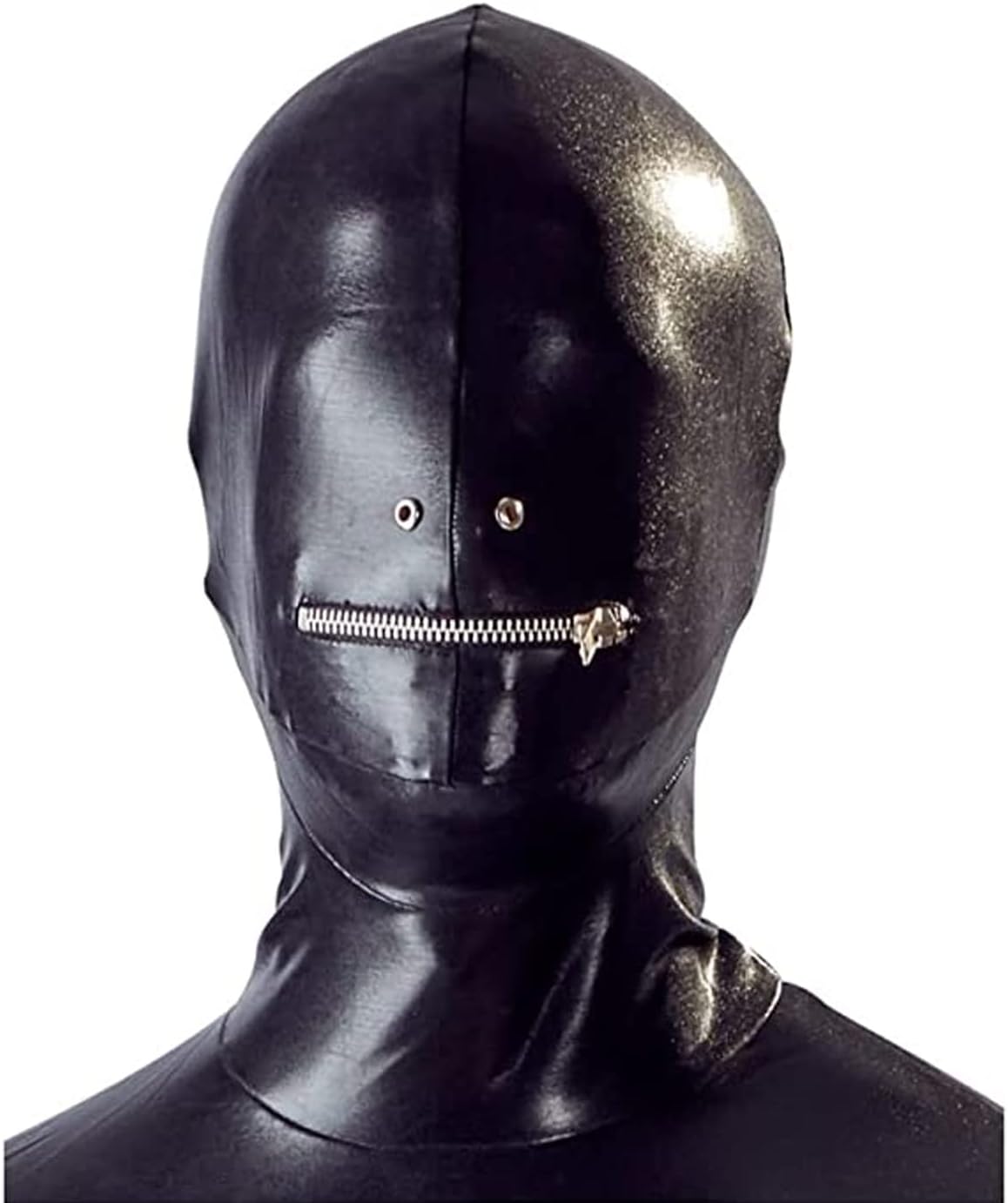 leesuo Men's Sexy Faux PU Leather Bodysuit Zipper Crotch Long Sleeve Catsuit Jumpsuit with Hood