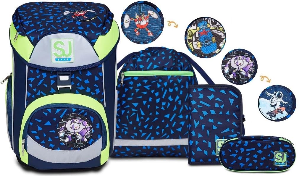 SJ GANG STYLE JAM GANG Set Updown Box, Sakky Bag, Astuccio 1 zip, Portapenne Round Plus, Per bambini e ragazzi, Scuola e tempo libero