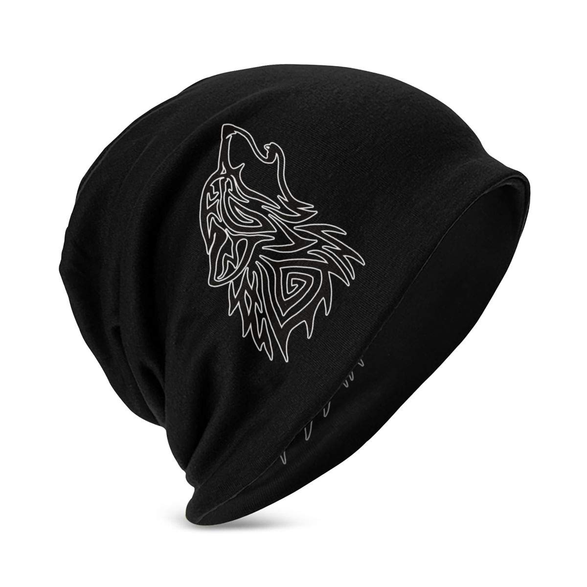 Kids Beanie Hat Tribal Wolf Howl Keep Winter Warm Skull Caps for Boys Girls Black